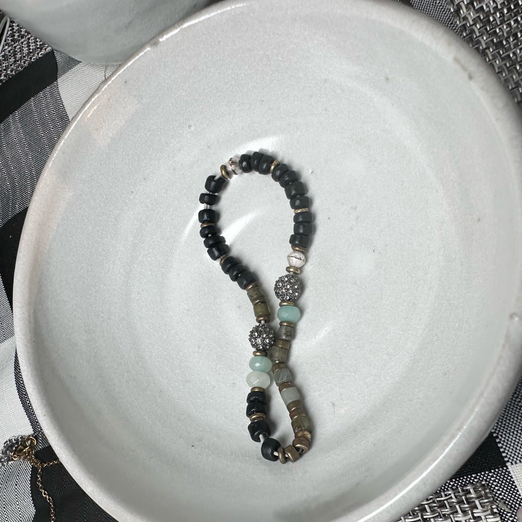 Elegant Black And Silver Beaded Bracelet 22$